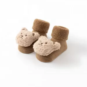 Babysocken, Baumwollsocken, dicke Socken, Cartoonsocken, Bärensocken, Neugeborenensocken, süße Socken, rutschfeste Socken