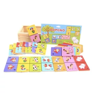 Domino-Set, Cartoon-Domino, Tier-Domino, Holz-Domino, Domino-Spielset