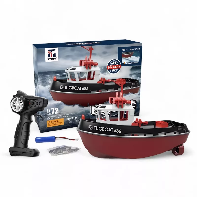 remote control boat, rc boat, remote control tugboat, electric boat toy