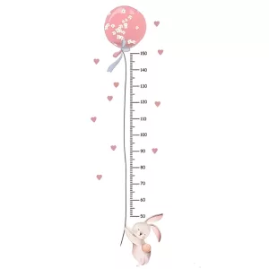 height chart, height chart wall sticker, height measurement chart, wall growth chart, pink rabbit height chart