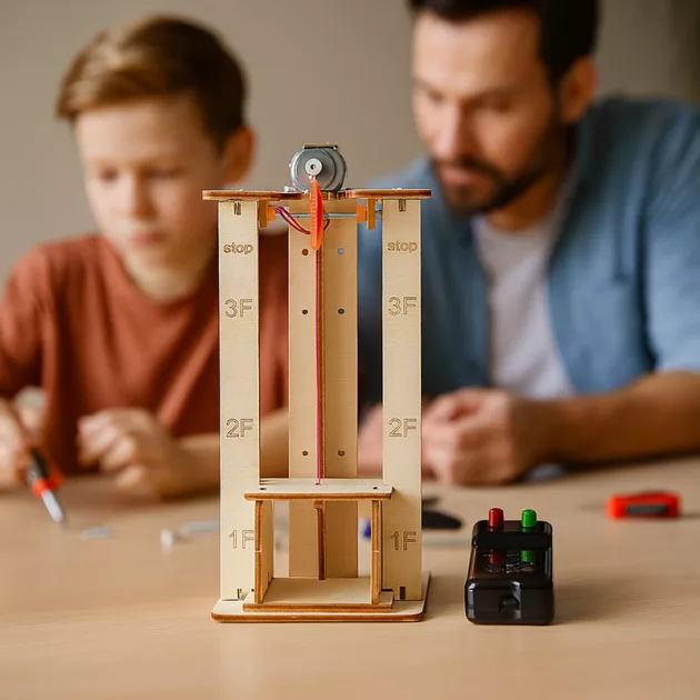 elevator toy, diy elevator, wooden elevator, educational toy, science toy