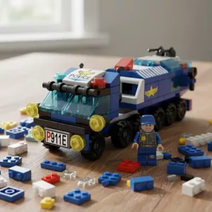 police car building blocks, police car toy, building block set