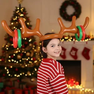 inflatable christmas reindeer, reindeer antler, ring toss game