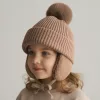 winter hat with pom pom, winter hat with ear flaps, hat with ear flaps