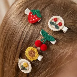 10er-Set niedliche bestickte Sommer-Haarspangen für Kinder