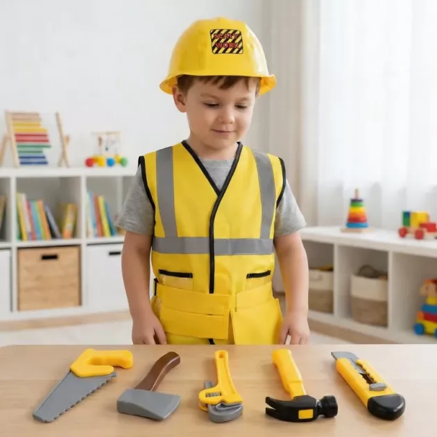 construction worker role play, construction worker play set, construction worker role play costume set