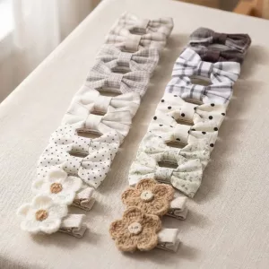 20-teiliges Set niedliche Stoff-Haarspangen mit Schleife für Kinder